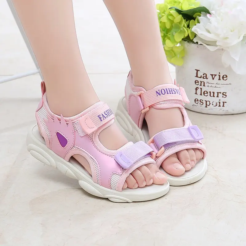 

Girls Summer Sandals 2021 Fashion Big Kids Princess Shoes Kids Soft Sole Korean Little Girls Kids Shoes Size 25-36 Wholesale