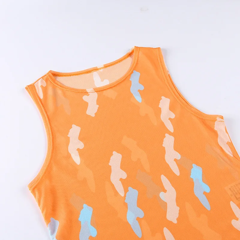 

ArtSu Mesh Tank Top Summer Sexy Ruffles Green Sleeveless Crop Tops Streetwear Sleeveless Transparent Sexy Top Vest VE52899