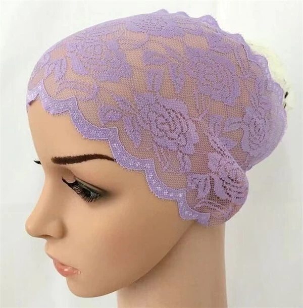 Женский мусульманский Элегантный Кружевной головной убор Цветочная Кружевная