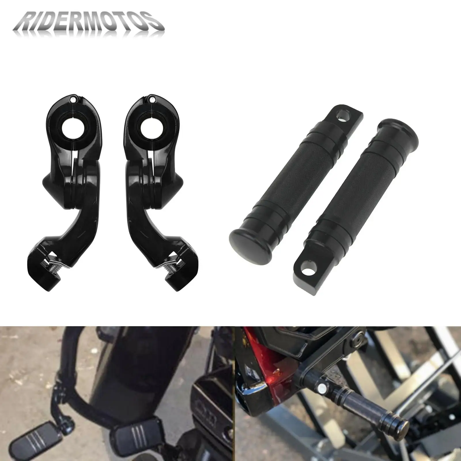 

Motorcycle Passenger Footpeg W/ 1.25" Short Angled Adjustable Foot Rest Pegs Mount For Harley Sportster XL Dyna Touring Softail