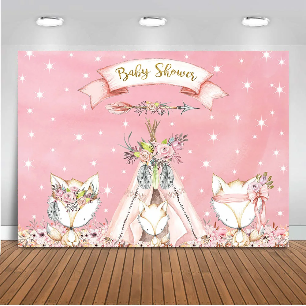 Розовый фон для фотосъемки Новорожденный ребенок душ фото лиса палатка