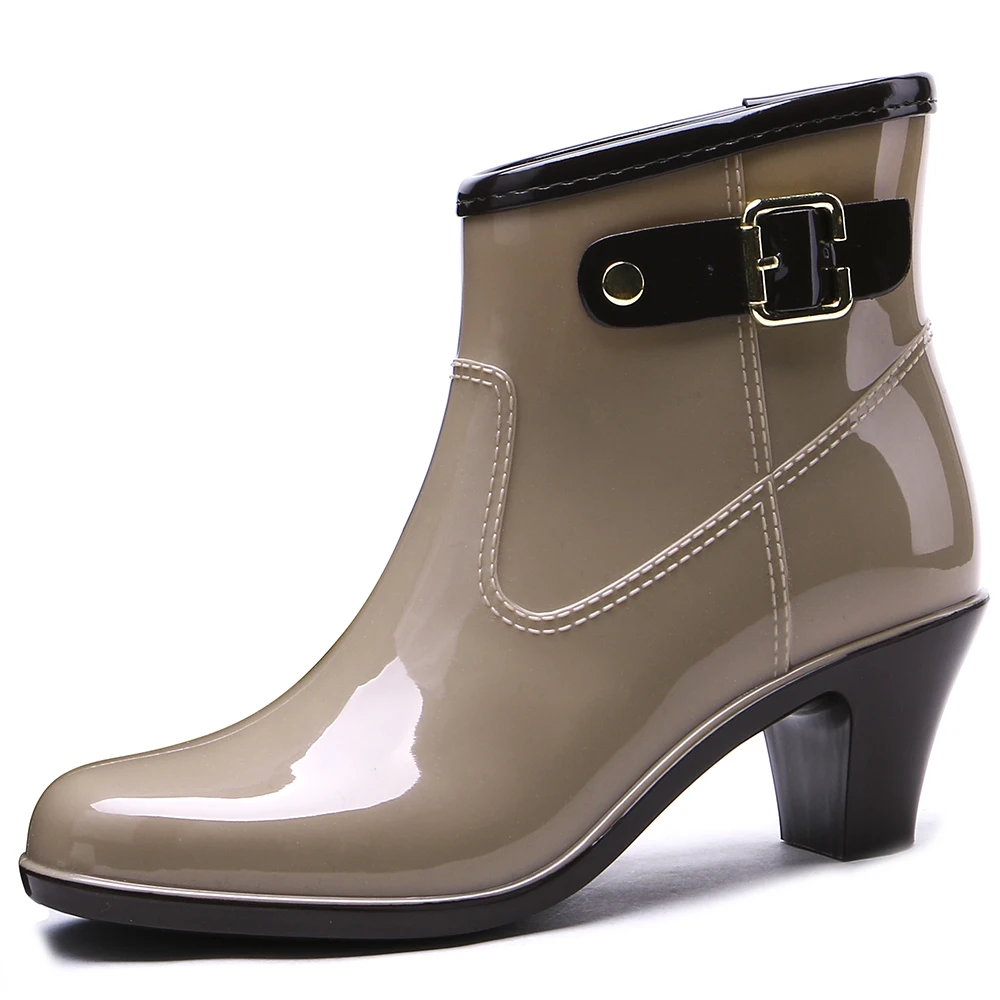 

Женские резиновые сапоги TONGPU на каблуке с боковой пряжкой 42-327