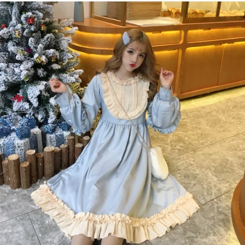 

Cosplay Japanese Kawaii Lolita sweet Dress Long Sleeve Sweet Girls Princess Ruffle Lolita Dresses Party Women Victorian Dresses