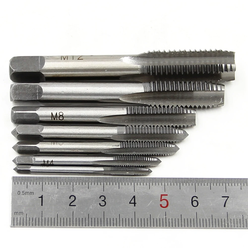 M3 M12 семь штук ручной Метчик квадратная ручка набор прямых паз нарезающий и