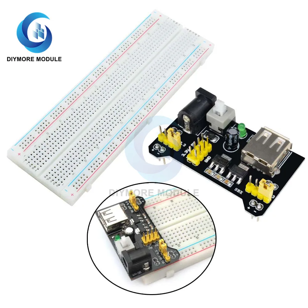 Макетная плата MB102 Micro USB модуль питания постоянного тока 7 12 В 830 точек паяльная