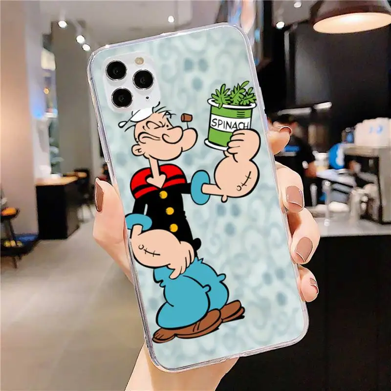 

Popeye Comics Phone Case for iphone 11 12 Pro Max Clear Cover Xs X XR 7 8 6 6S Plus 5 5S SE 2020 Fundas Coque Etui