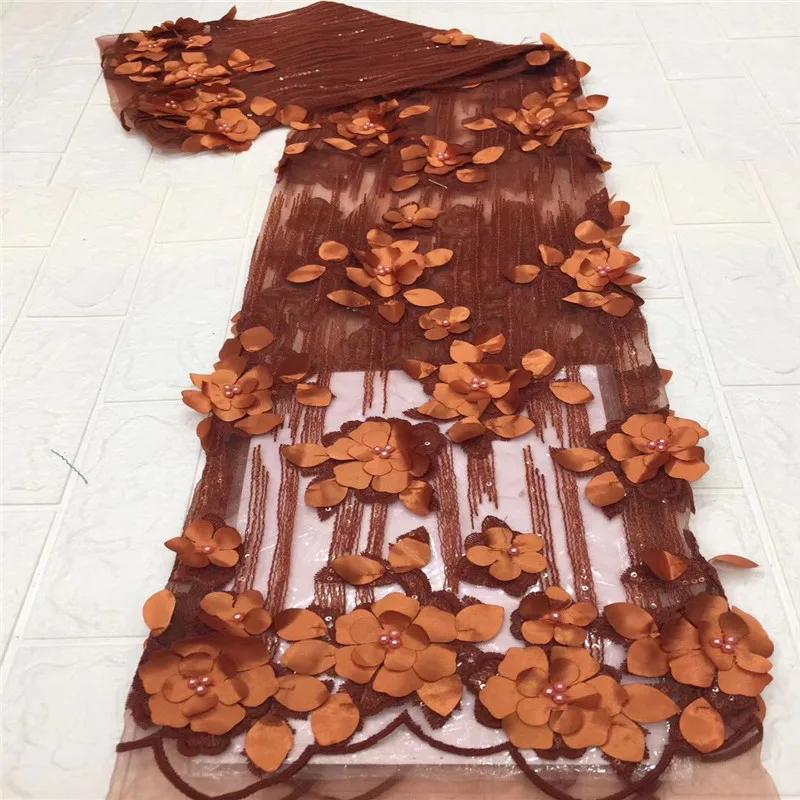 Кружевная ткань кружевная с розовыми бусинами французский Тюль 3D цветочной