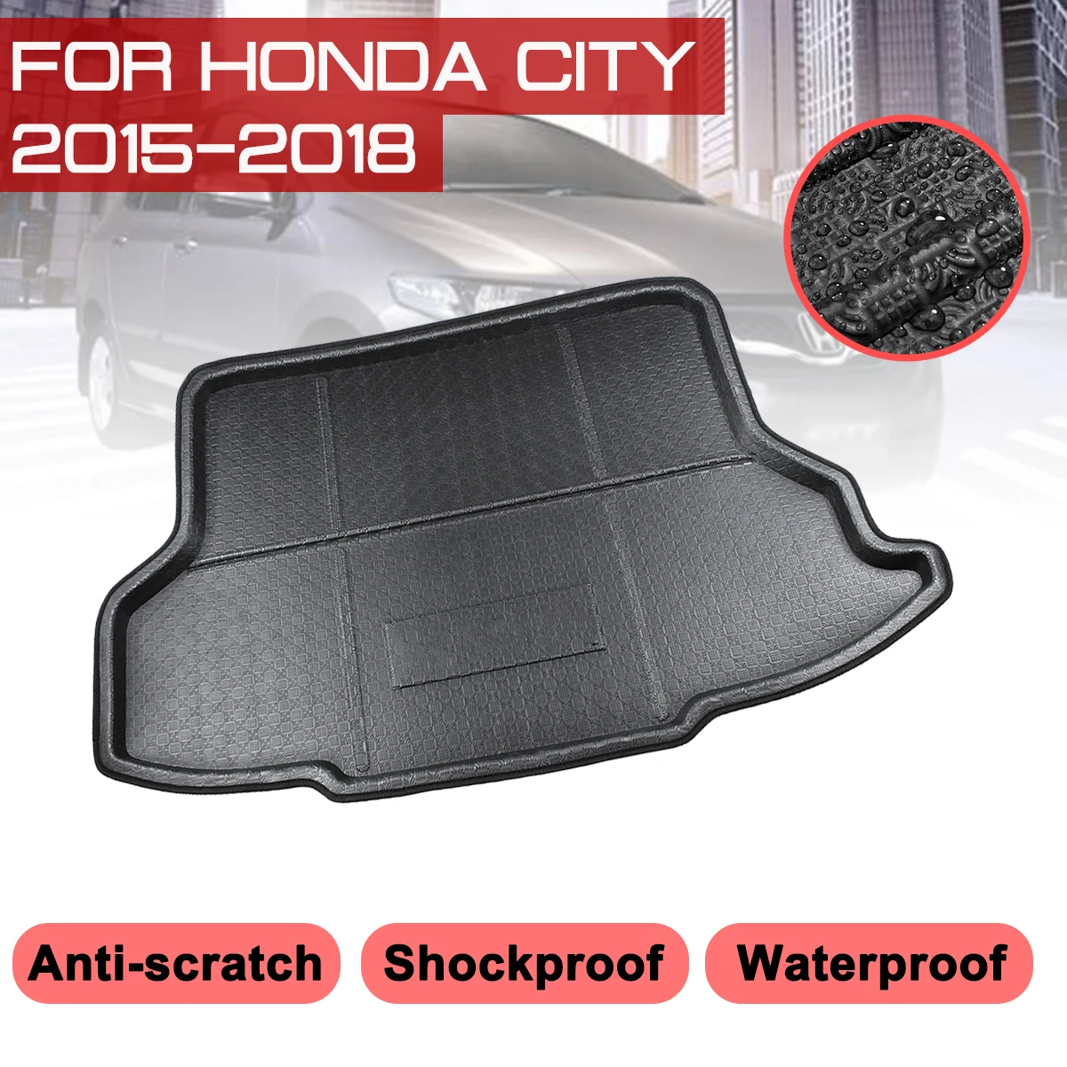 

Car Floor Mat Carpet For Honda CITY 2015 2016 2017 2018 Rear Trunk Anti-mud Cover