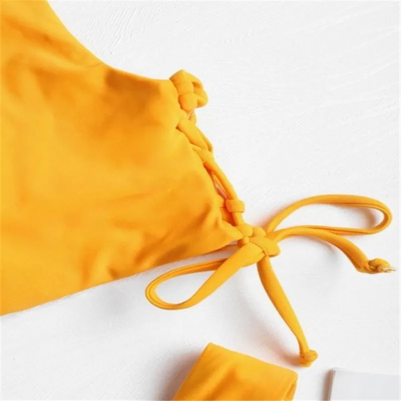 Новинка 2021 года однотонное бикини с косой лямкой лавандовый купальный костюм