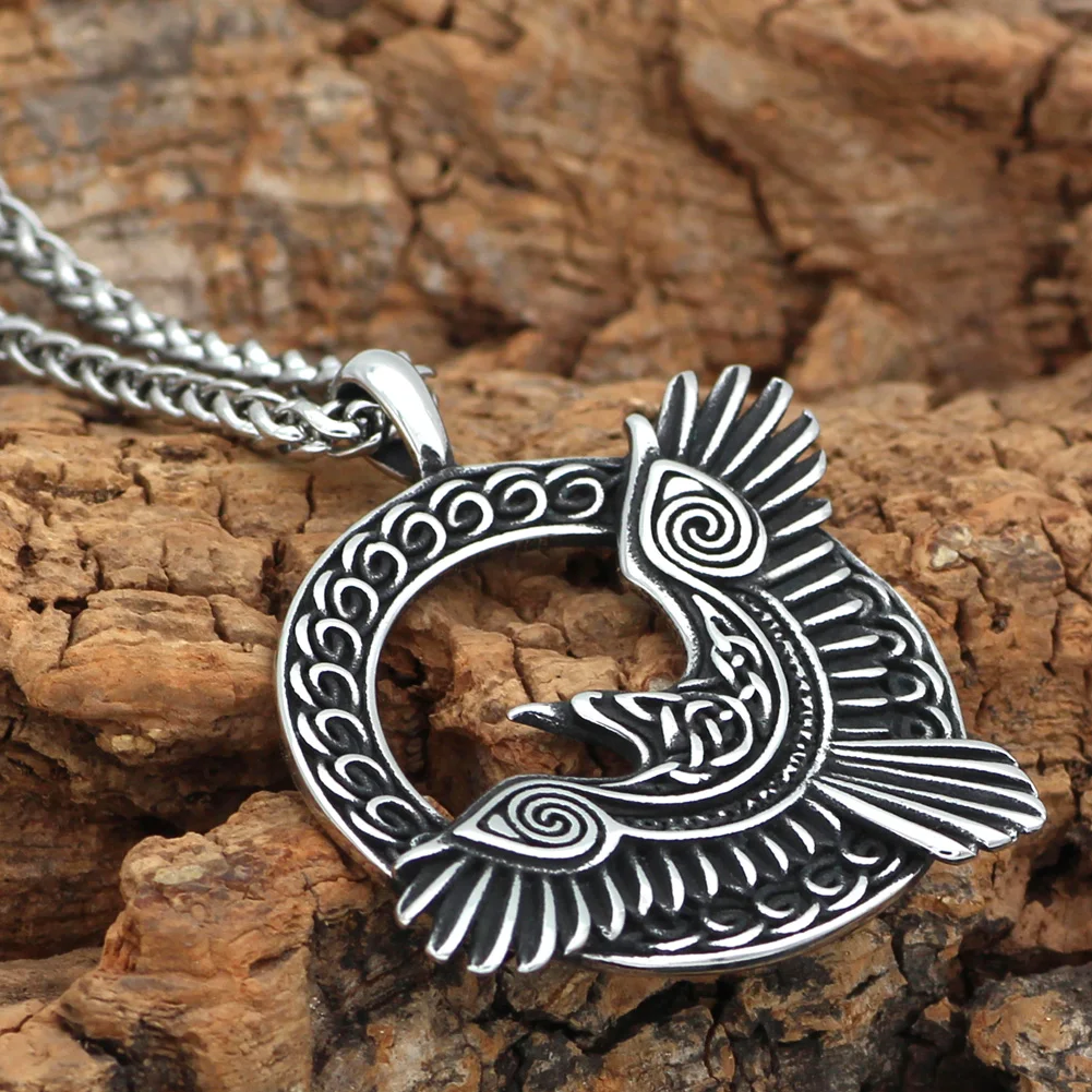 Норвежский викинг тройной Рог Odin Ворон Huginn и Muninn Амулет из нержавеющей стали
