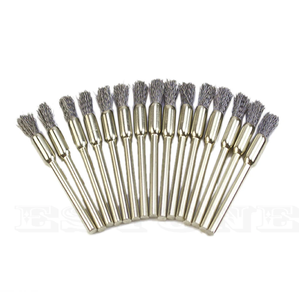 

15x Steel Pencil Wire Wheel Cup Brushes Accessories for Polished Rotary Tool Kit