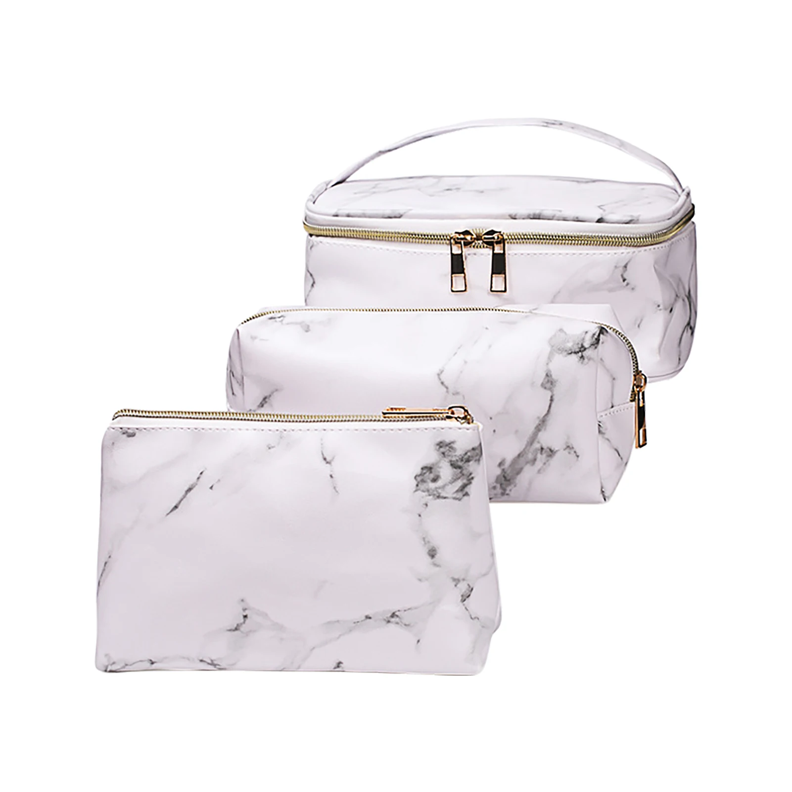

3pcs Business Trip Cosmetic Case Waterproof Lipstick Storage Durable Toiletry Eye Shadow PU Leather Portable Travel Makeup Bag