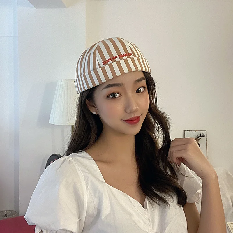 

2020 New Fashion Stripe Letters Guapie Hats For Women Landlord Skullcap Hat Caps Casual Docker Sailor Brimless Hip Hop Hat
