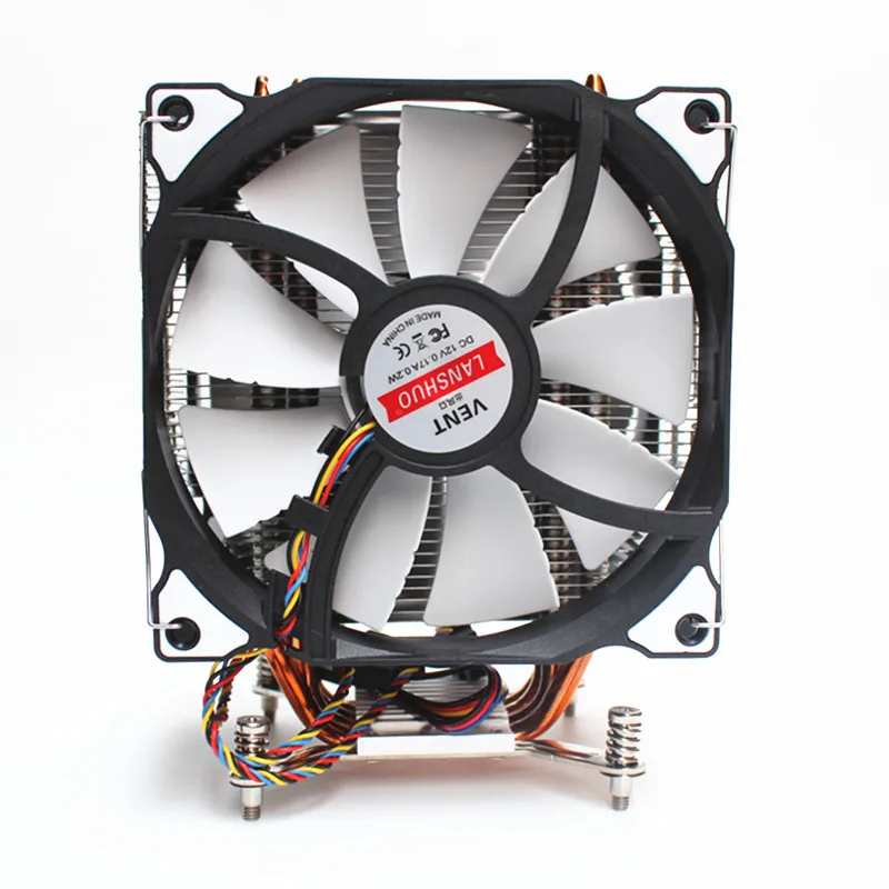 LANSHUO cpu тихий двойной вентилятор 4 тепловые трубки 4 провода интеллектуальный контроль температуры кулер для процессора вентилятор для Intel 775/1150/1155/1156/1366/