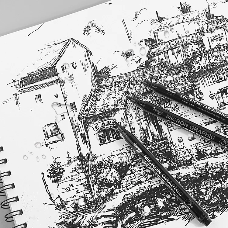 Ручка для рисования Fineliner черные чернила 005 01 02 03 05 08 микрон ручка набор школы и