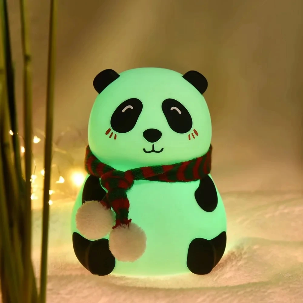 

Night Light LED Silicone Panda Night Lamp USB Rechargeable Touch Sensor Colorful Bedroom Bedside Lamp for Children Baby Gift
