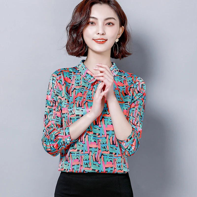 AYUNSUE женские модные блузки 2020 весенние шелковые цветочные элегантные рубашки с