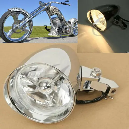 Мотоциклетная фара 4 5 дюйма с тройной платой для Harley Chopper Sportster Dyna Softail chrome/black 10 мм|