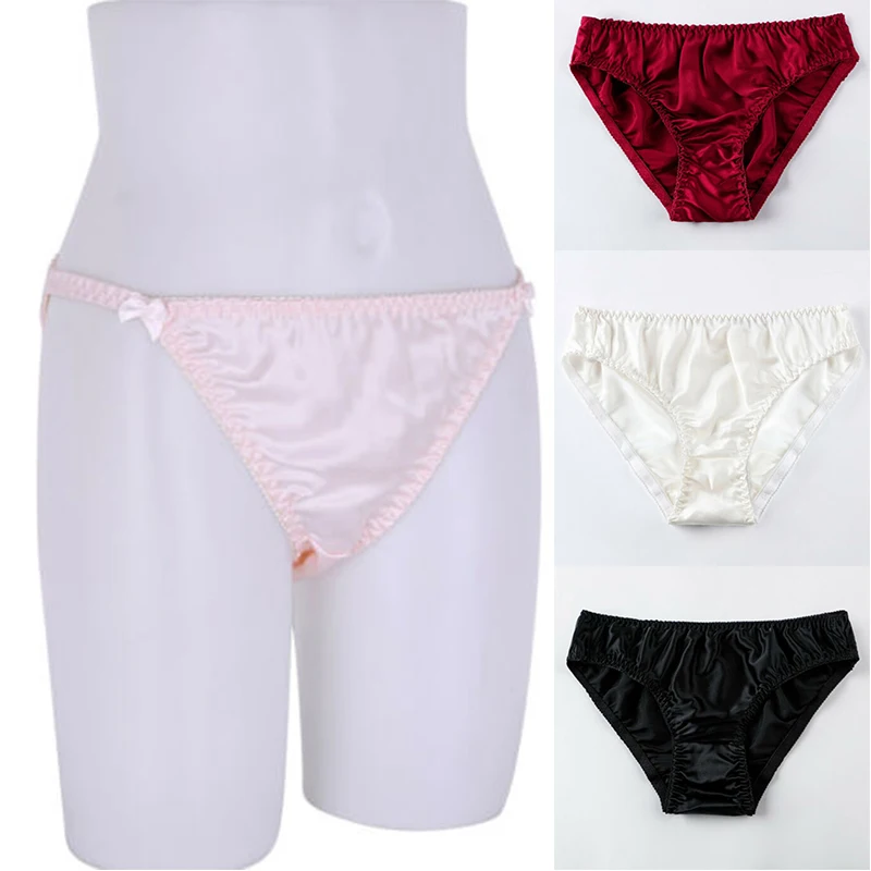 Сексуальное бикини стринги трусики женское гладкое шелковое нижнее белье |