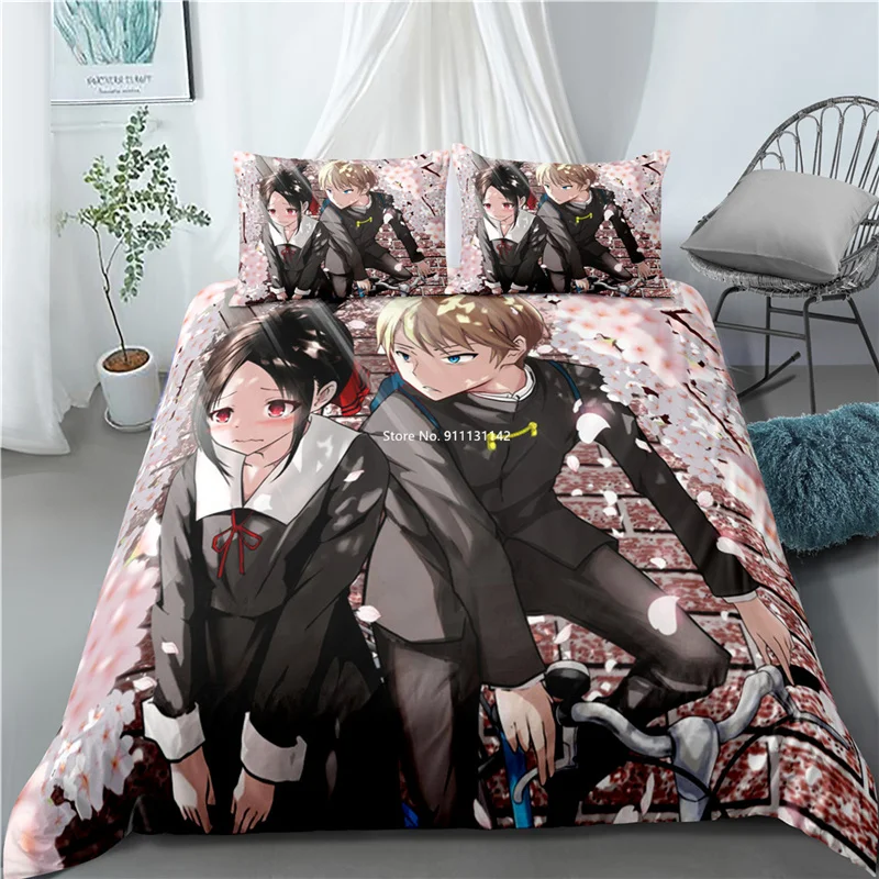 

Digital Print Bedding Set 2/3pcs Down Quilt Cover and Pillowcase 3D Japanese Anime Decorative Home Textile