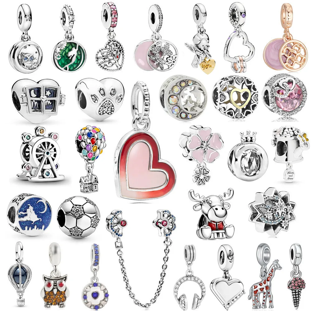 2021 New Red Heart Angel Customized Pendant Fits Pandora Bracelet Original Charm Necklace DIY Lady Jewelry Gifts