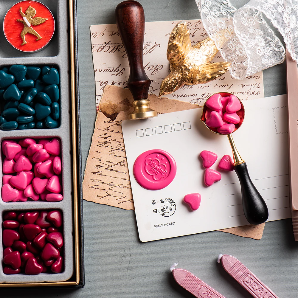 Romantic Vintage Fire Seal Set Gift Blessing Envelope Love Heart Wax seal stamp bullet journal decoration | Дом и сад