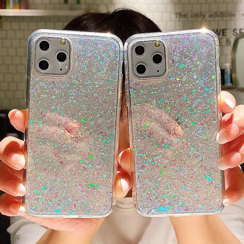 Luxury Shining Glitter Cover for iPhone 11 Pro XS Max XR Transparent Silicon Case 8 7 6S Plus Bling Sequins Hoesjes |