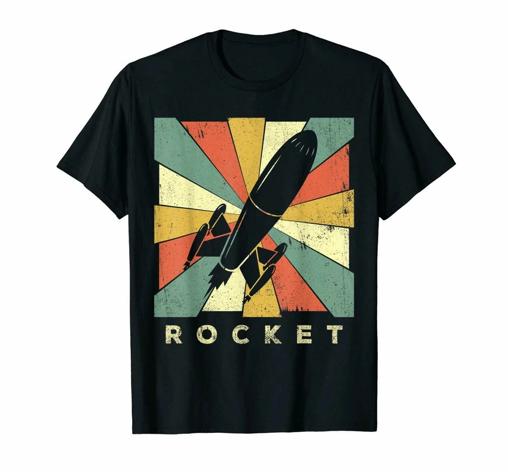 Rocket Ретро винтажная цветная забавная черная футболка унисекс S-3Xl 2Xl 32Xl - купить по