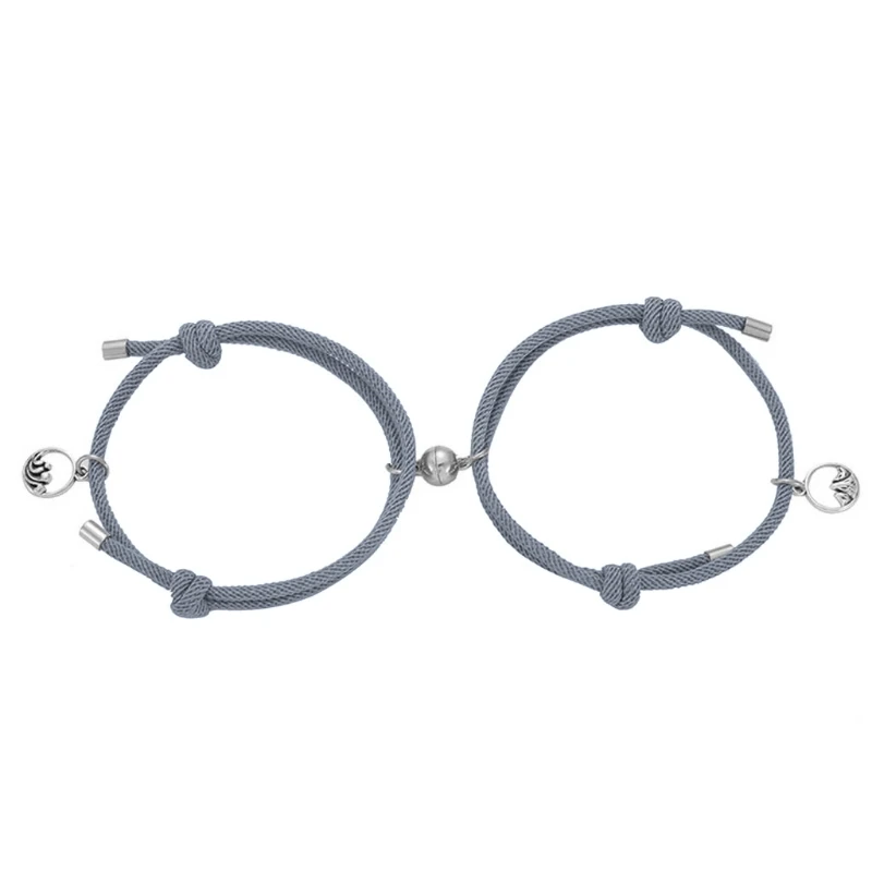 

2Pcs Minimalist Lovers Matching Friendship Bracelet Rope Braided Couple Magnetic Distance Bracelet Kit Lover Jewelry E56C
