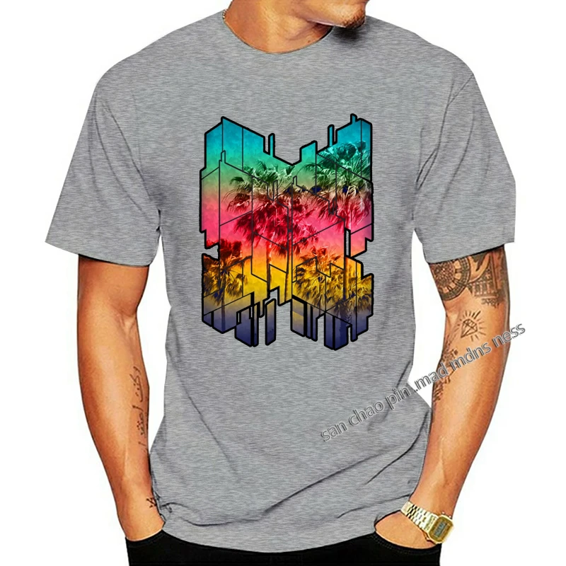 

Park T Shirts High Quality Round Collar Cotton Tee Shirts For Men Neon Geometric Sunset Beach Tree Plant Holiday Tshirts Casual