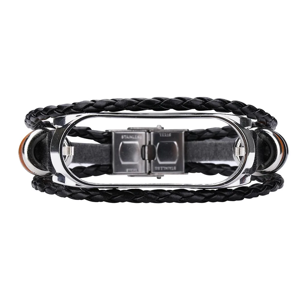 

HIPERDEAL Fashion Leather Beading Bracelet Strap Weave Braided Watch Band Replacement For Xiaomi Mi Band 4 Aug15