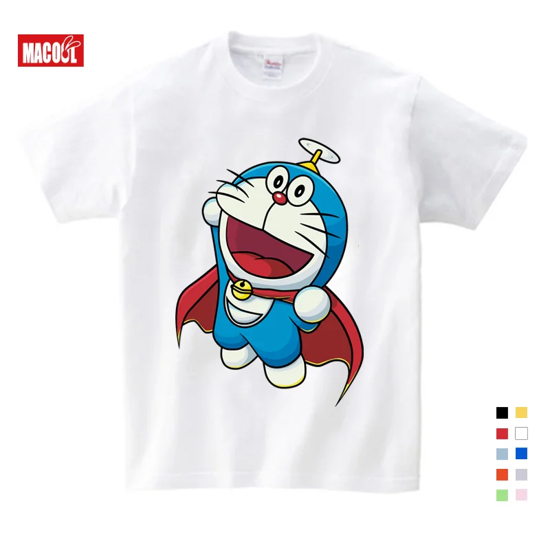 Распродажа летняя новая футболка с мультяшным принтом Doraemon одежда для мальчиков