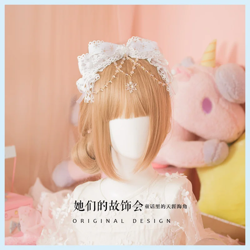 

DIY Lolita hand bow hair band for issuing Snow White hair KC l necklace