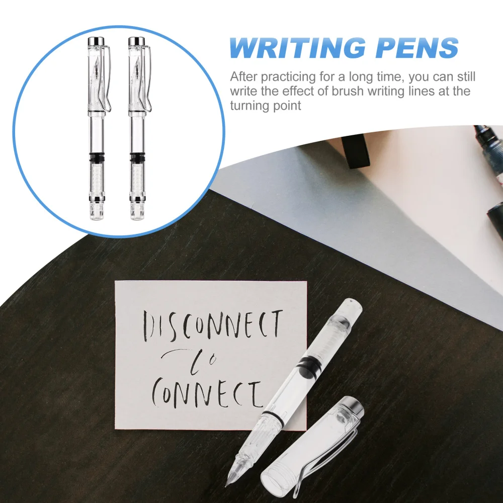 

2Pcs Creative Writing Pens Transparent Fountain Pens Office School Stationery