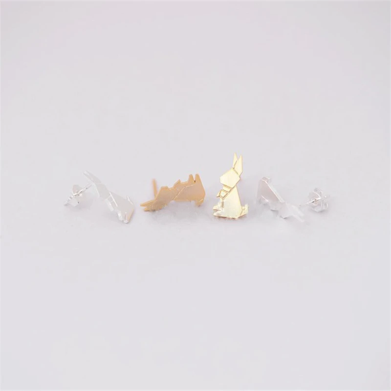 

Fashion Lovely Origami Rabbit Cute Cartoon Animal Ear Studs For Women
