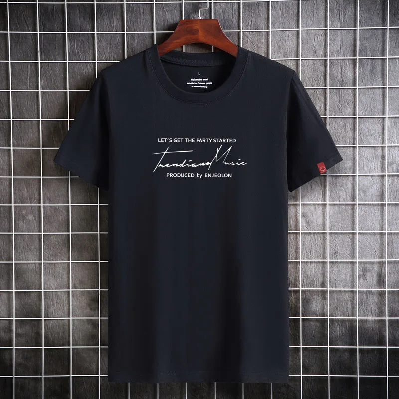 

T Shirt Fashion Men 2021 Summer Short Sleeve Cotton T-shirt High Quality Letter Pattern Simple Style Plus Size S - 6XL Off White