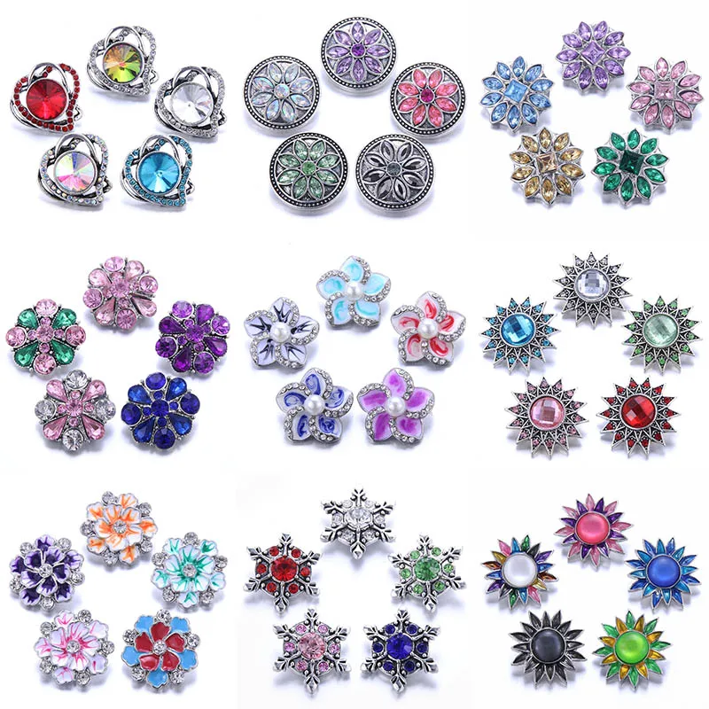 10pcs/lot Wholesale Snaps Jewelry Mixed 18mm Snap Button with Crystal Rhinestone for Bracelets Bangles | Украшения и аксессуары