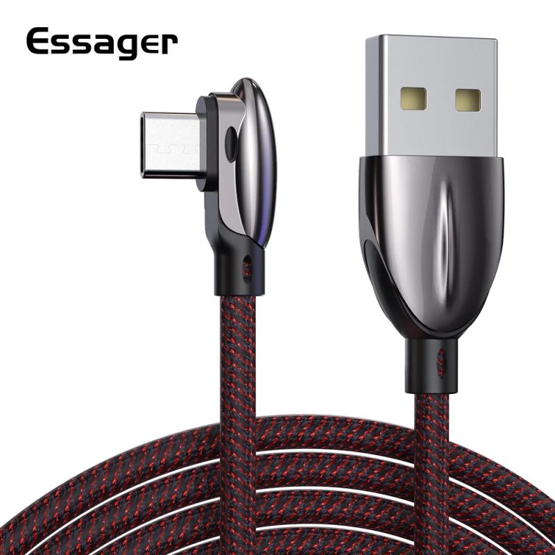 Essager 90 градусов usb type C быстрый заряд кабеля провод шнур USB 3A кабель для samsung Xiaomi Redmi K20 Pro зарядное устройство для мобильного телефона