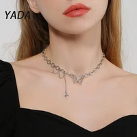 yada fashion silver color butterfly presentsnecklace for women jewelry necklaces statement birthday gift necklace se210047