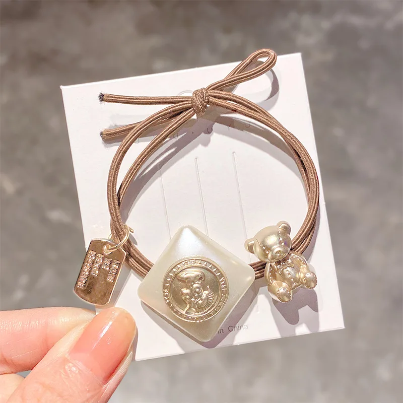 

Lovely Cartoon Bear Rabbit Hair Ties Women Scrunchies Clock Dial Elastic Hair Bands Gum Rubber Bands Fashion Hair Accessories