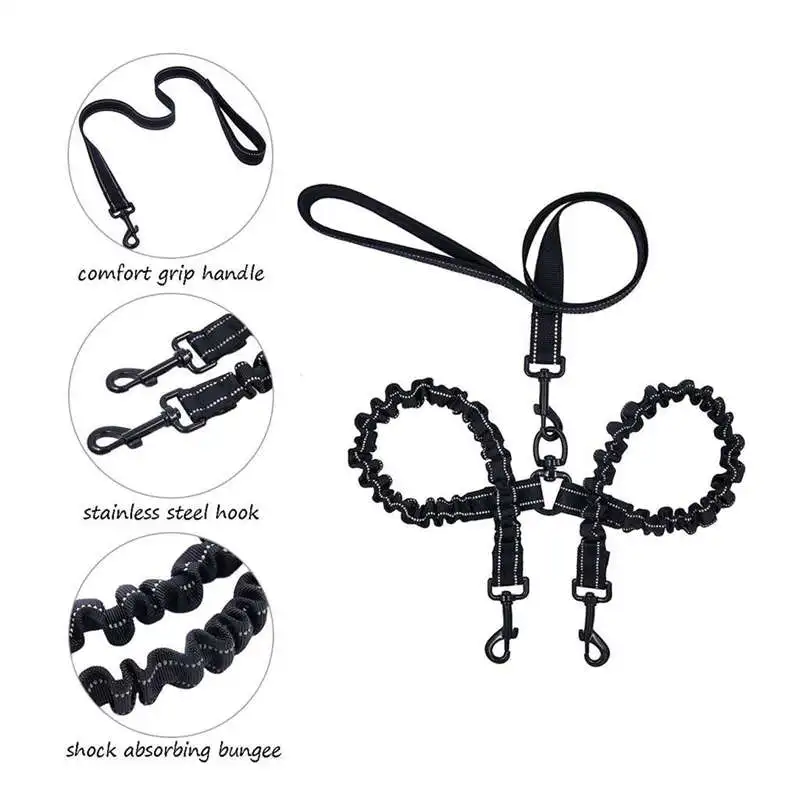 Double Dual Dog Leash No Tangle Lead With Padded Handle For Two Dogs | Дом и сад