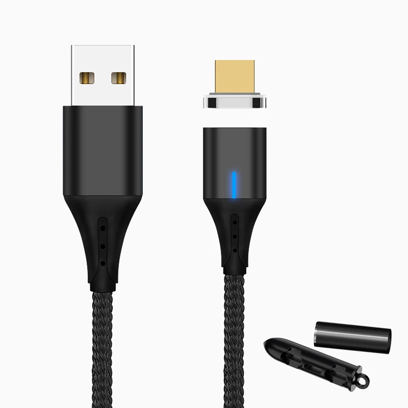 black micro plug SUNPHG мобильного телефона 3A Магнитный кабель Зарядное устройство 2 м микро Тип usb C кабель для передачи данных для iPhone x samsung S8 S9 huawei Быстрая зарядка 3,0 - Цвет: black micro plug