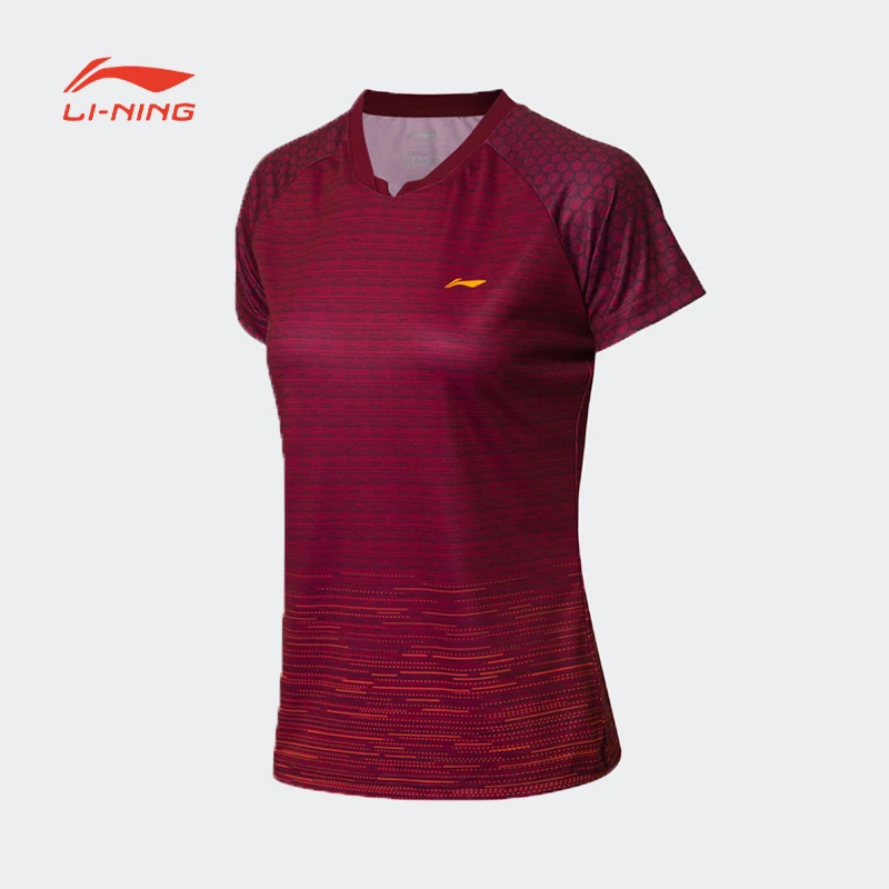 Li-Ning женская спортивная рубашка для бадминтона с коротким рукавом