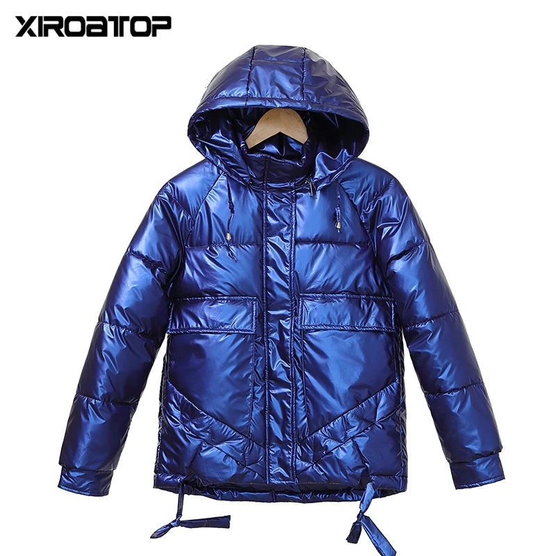 

Hot Sale Winter Parkas High Quality Hooded Coat Women Fashion Jackets Winter Warm shiny Woman Clothing Casual Jacket