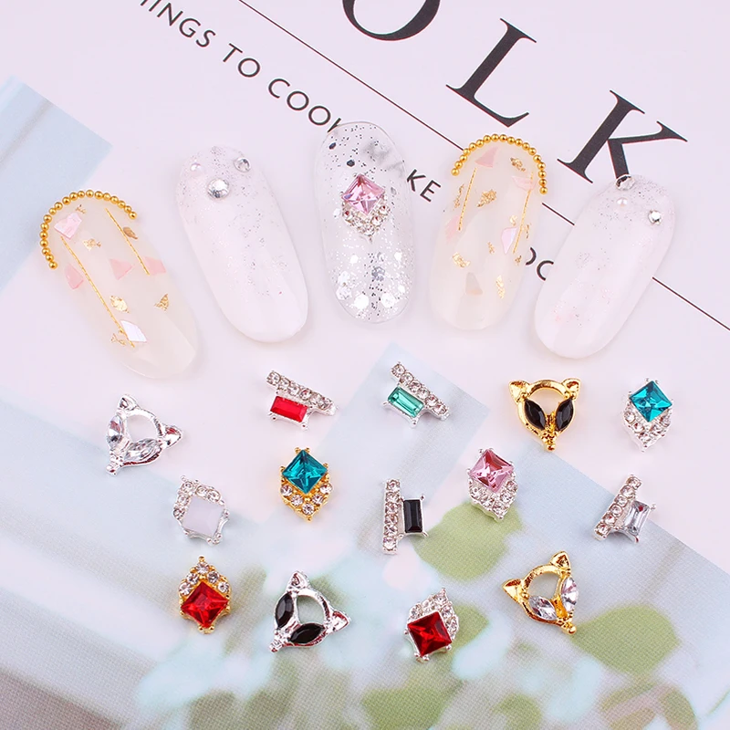 10 шт Стразы для ногтей лиса дизайн алмазы Кристаллы амулеты 3D мульти deasigns камни