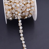 factory store 1 yard sparkling crystal flower rhinestones trimming sewing craft diy women wedding dress accessories