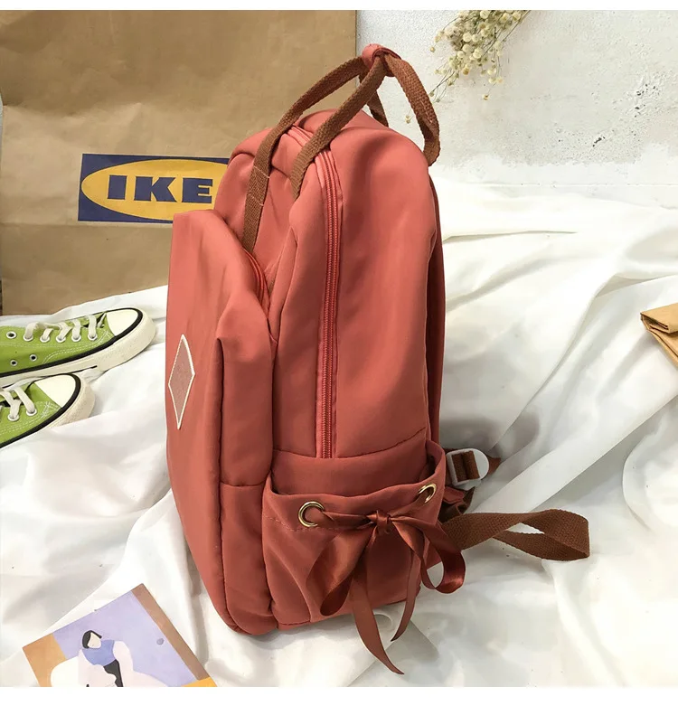 2019 оранжевый водонепроницаемый нейлоновый рюкзак женская школьная сумка для