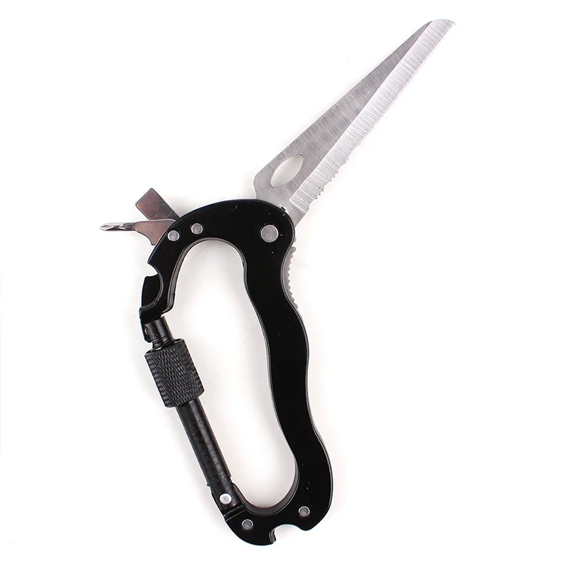 

EDC Multi-function Tool Carabiner Keychain Hook Folding Knife Screwdriver Opener