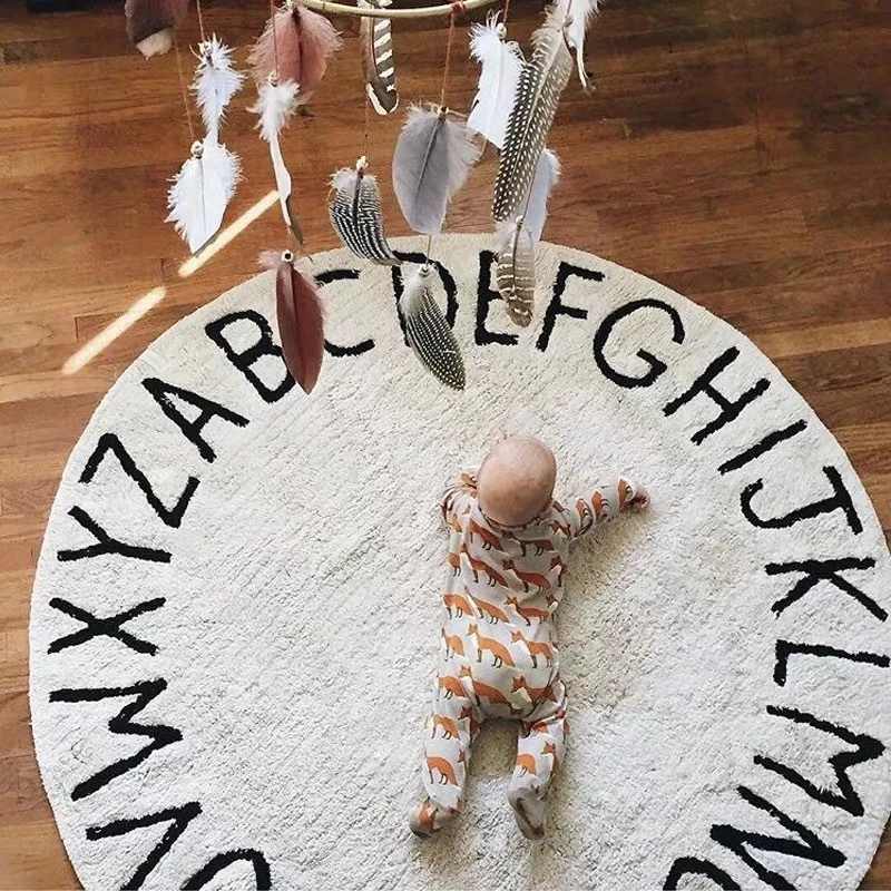 

коврик для ванной Alfombras Para Salon Teppich Nordic Children Mats Bedroom Carpets 26 English Letters Round Rugs Decoration 카페트