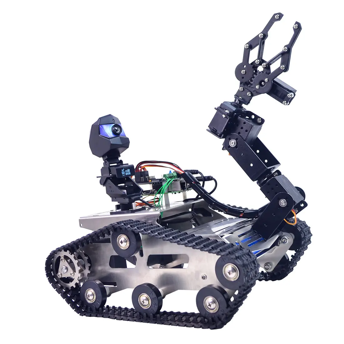 Programmable TH WiFi FPV Tank Robot Car Kit with Arm for Raspberry Pi4 (2G) - Line Patrol Obstacle Avoidance Version Small Claw